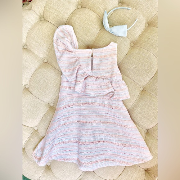 JANIE AND JACK Pink Blue Boucle Tweed 4 pcs Dress Set - Picture 6 of 6